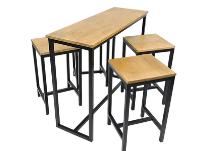 Table haute industrielle en bois et fer
