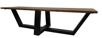 table de salon artisanal en bois et métal