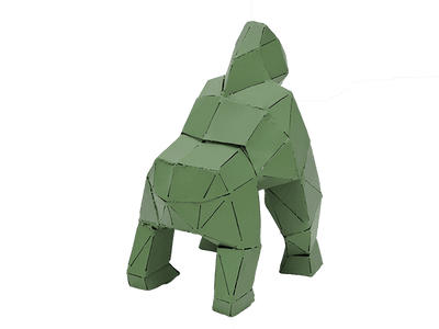 Statue origami gorille en métal fond vert 