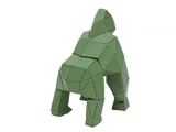 Statue origami gorille en métal fond vert 