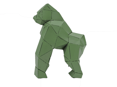 Statue origami gorille en métal fond vert 