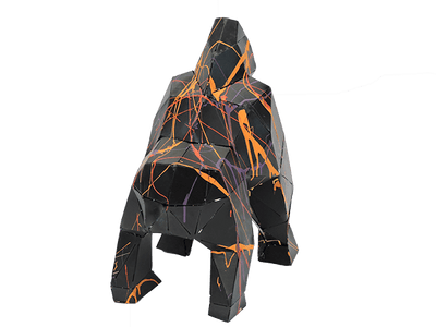 Décoration intérieur statue Gorille multicolore fond noir en métal no résine