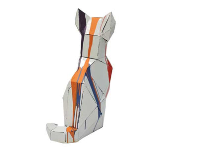 Statue chat multicolore en métal fabrication française