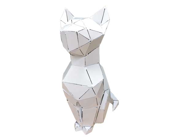 Statue chat fond blanc 70cm design no résine