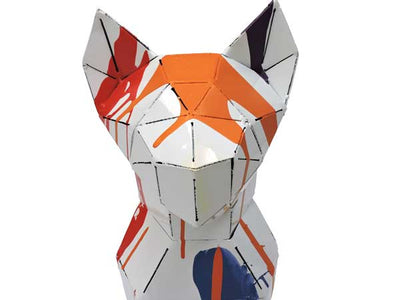 Statue chat multicolore en métal fabrication française