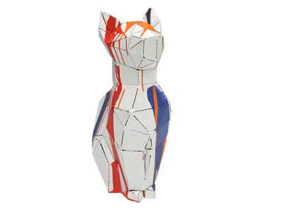 Statue chat multicolore en métal fabrication française