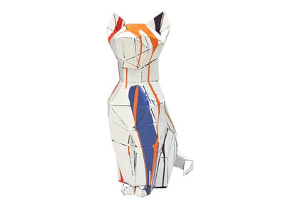 Statue chat multicolore en métal fabrication française