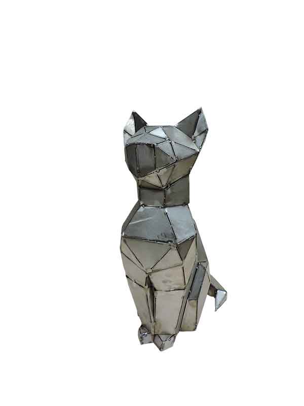Statue chat métal vernis 70 cm design