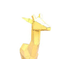 Déco statue girafe fond jaune en métal 1m40