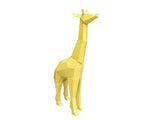Déco statue girafe fond jaune en métal 1m40