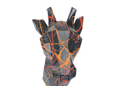 Structure trophée tête de girafe multicolore en métal