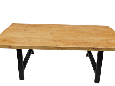 Table de salon tendance design bois naturel pied en forme de A