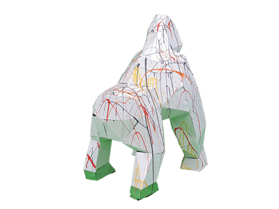 statue gorille multicolore fond blanc