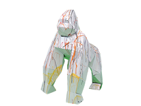 Statue gorille multicolore fond blanc en métal Objet design 1 mètres