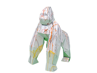 statue gorille multicolore fond blanc