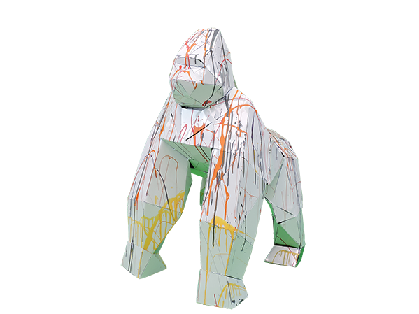 statue gorille multicolore fond blanc