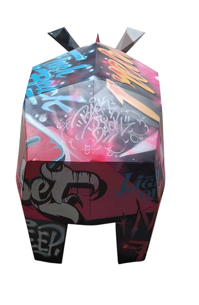 statue rhinocéros graffiti multicolore tage set